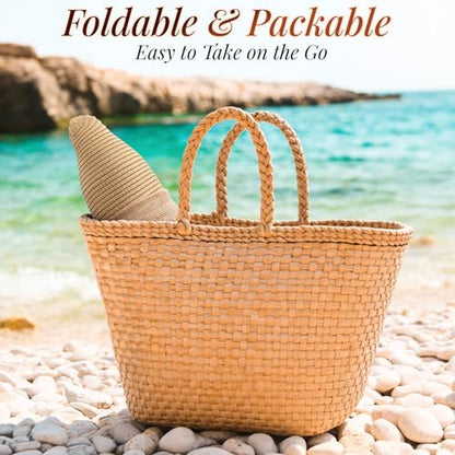 Pleneal Sun Hats for Women Straw Beach Hat Foldable Bowknot Summer Hat - color: Khaki
