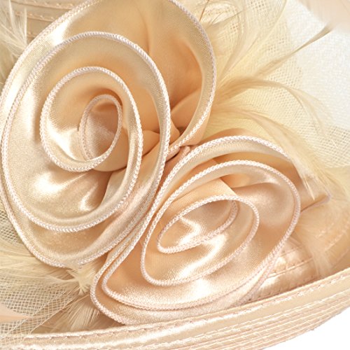 VECRY Womens Tea Party Church Baptism Wedding Derby Dressy Hat - color: Apricot