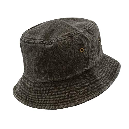 Cotton Bucket Hat Packable Sun Hat – Unisex Summer Travel Beach Fisherman Hat for Men Women Outdoor Fishing Hiking - color: 2. Black Denim, size: Large-X-Large
