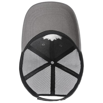 BASSDASH Altimate Fishing Hat Mesh Back for Men Women Adjustable Baseball Trucker Cap - color: Dark Grey Fish Maple