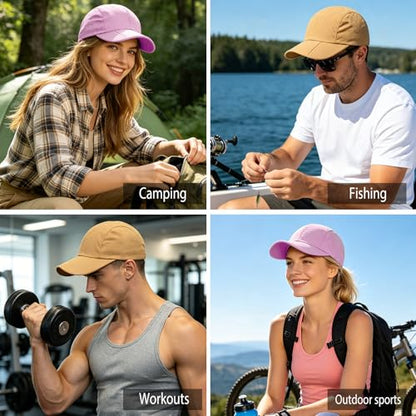 Foldable Baseball Cap for Men and Women,Long Brim Breathable Baseball Hats Quick Dry Sun Protection Collapsible Portable Hat - color: Purple