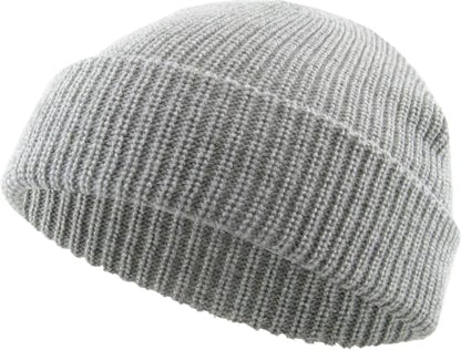 Fisherman Short Beanie Leon Roll up Trawler Classic Skullcap Hipster Beanie Warm Winter Hats Acrylic Ribbed Knit Cuff Daily - color: Light Gray Fisherman Beanie