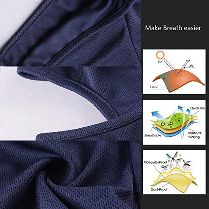 Balaclava Face Mask Adjustable Windproof UV Protection Hood - color: Dark Blue