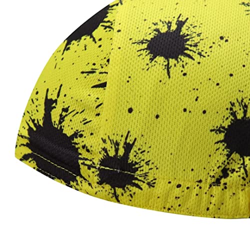 Funny Cycling Cap - Polyester Skull Cycling Hat-Under Helmet -Cartoon Cycling Helmet Liner Breathable&Sweat Uptake - color: Chun-yellow