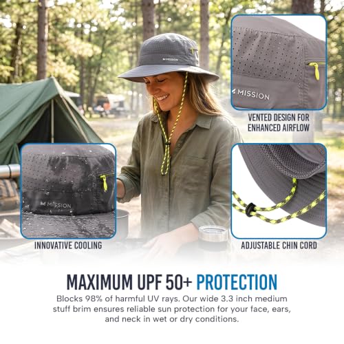 MISSION Cooling Anywhere Boonie Hat - Unisex Wide-Brim Hat for Men & Women - Cools Up to 2 Hours - UPF 50 Sun Protection - color: Charcoal
