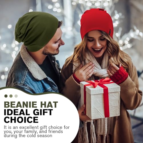 HAMUNI Slouchy Beanie for Women Men Soft Cotton Chemo Hats Double-Layer Warm Beanie Cap for Daily Wear & Transitional Seasons - color: Green