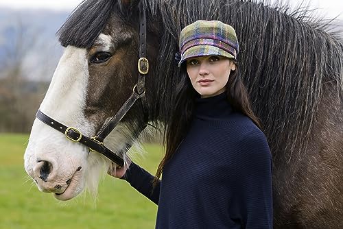 Newsboy Hat for Women's Cap 8 Panel Wool Made in Ireland - color: Green, Purple Plaid