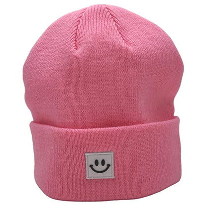 55cube Unisex Winter Beanie Hats Warm Thick Knit Cuffed Skullcaps - color: Solid Pink