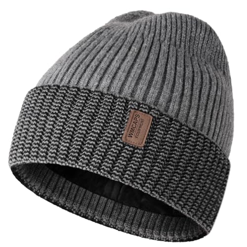 Wmcaps Winter Beanie for Men Women Fleece Lined Hat Warm Cuffed - color: Gray/Black
