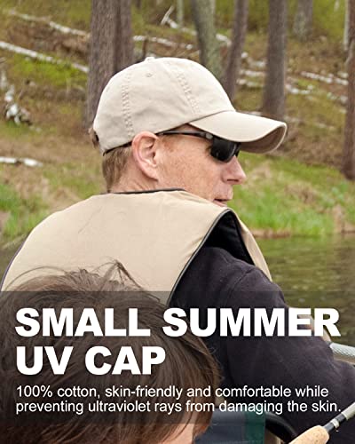 Zylioo Small Baseball Cap for Men Women, Adjustable Unstructured Dad Hat - color: Beige-fits 21.7"-22.4"/55cm-57cm