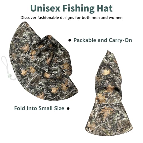 Funny Sun Hat for Men Women Wide Brim Bucket Hat Hiking Boonie Hat Summer Beach Fishing Caps - color: Camo Forest