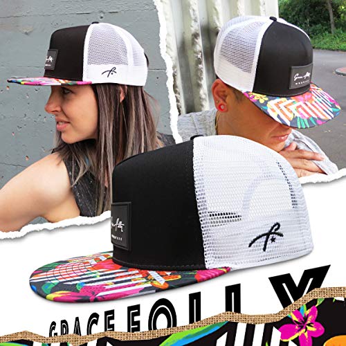 Grace Folly Trucker Hat for Men & Women. Snapback Mesh Caps - color: Floral