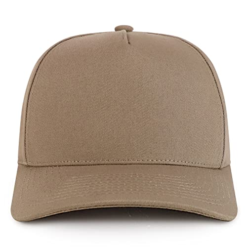 Trendy Apparel Shop Premium High Crown Cotton 5 Panel Pro Style Cap - color: Khaki