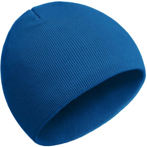 ROYBENS 100% Cotton No Cuff Beanie Hat Men Women, Fisherman Skull Cap - color: Blue