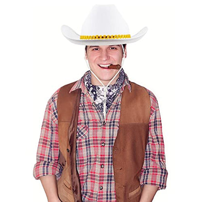 4 Pack Pinch Front Cowboy Hat Novelty Western Cowboy Cowgirl Hat for Adult Halloween Cosplay Dress up - color: White