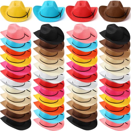 Unittype Adult Straw Cowboy Hat Bulk Western Party Pack - color: Assorted: 12 Colors