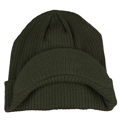 e4Hats.com Big Knit Ribbed Beanie with Visor - color: Olive