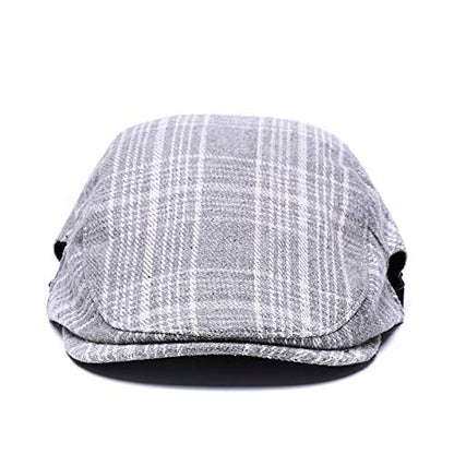 Quanhaigou Unisex Denim Newsboy Hats Flat Ivy Gatsby Cabbie Driving Berets Hat Cotton Dad Cap for Men Women - color: Gray Stripe