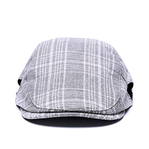 Quanhaigou Unisex Denim Newsboy Hats Flat Ivy Gatsby Cabbie Driving Berets Hat Cotton Dad Cap for Men Women - color: Gray Stripe