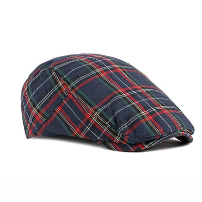 Unisex Classic Plaid Beret Newsboy Hats Flat Sun Hat Sport Golf Baseball Caps Cabbie Driving Cap Hats for Women Men - color: Navy Blue