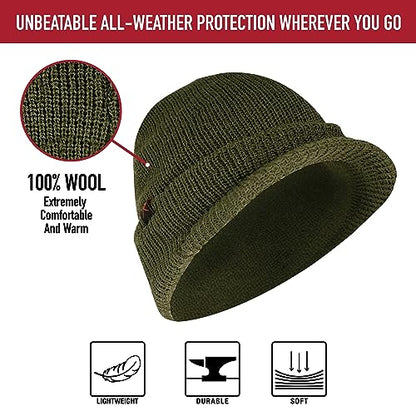 Rothco Wool Watch Cap with Brim – Wool Beanie Hat with Visor – Great for Winter Activities - color: Olive Drab