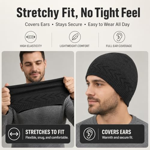 Oversize XXL Winter Beanie Knit Hat for Men - color: D1-dark Grey