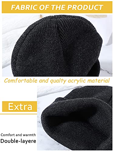 Geyoga 6 Pieces Multicolor Winter Beanie Hats Warm Knitted Cuffed Skull Cap for Adults - color: White, Pink, Dark Orange, Black, Black and Caramel
