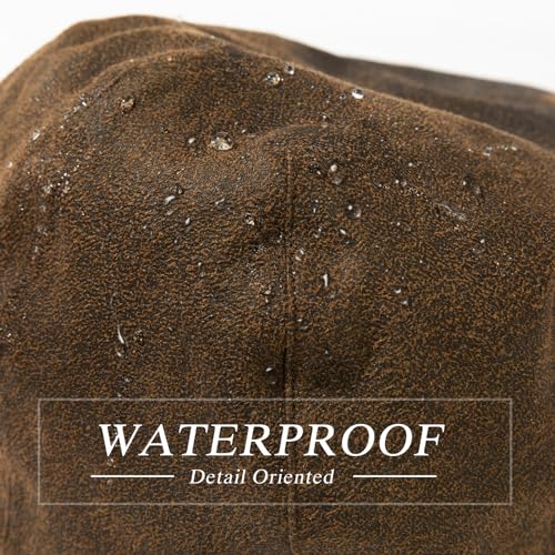 TOP-EX UPF 50+ Waterproof Newsboy Flat Cap for Men, XL/XXL - color: Coffee (Waterproof Waxed Cotton), size: 3X-Large