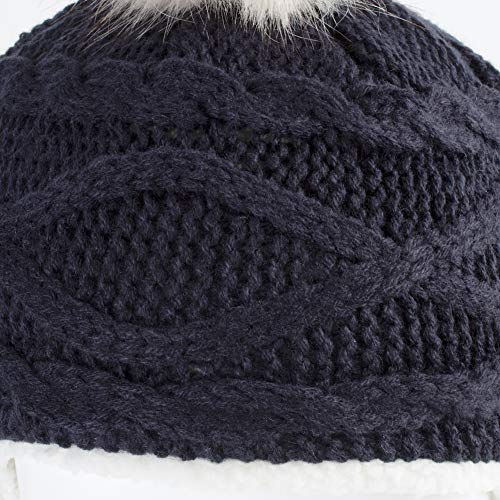 Home Prefer Girls Sherpa Earflaps Hat Toddler Baby Knit Beanie Fuzzy Peruvian Cold Weather Warm Winter Hat - color: Navy Blue, size: Small