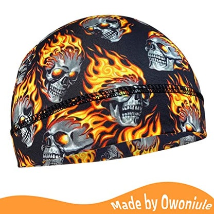 6 Pcs Skull Cap Sweat Wicking Helmet Liner Breathable Cycling Beanie Running Sports Hat Cooling Head Wraps for Men - color: Skull Pack