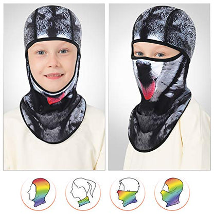 Venswell Kids Balaclava Windproof Ski Mask Winter Face Warmer for Cold Weather Boys Girls - color: A-2-cute Dog