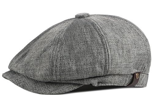 Newsboy Cap for Men 8 Panel Vintage Cabbie News Flat Gatsby Mens Hats Adjustable Linen Mens Hats - color: Dark Grey