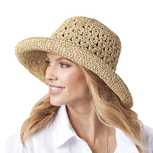 SAGEFINDS Packable Straw Hat for Women | Floppy Wide Brim Beach Cap | Foldable for Travel | Sun Protection | Summer Hat