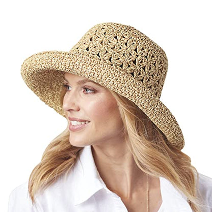 SAGEFINDS Packable Straw Hat for Women | Floppy Wide Brim Beach Cap | Foldable for Travel | Sun Protection | Summer Hat