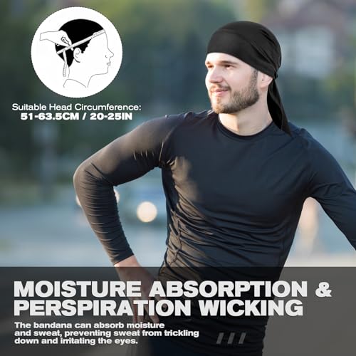 YANIKY Bandanas Skull Cap for Men Women 3-in-1 Breathable Neck Drape Do Rag - color: Black+black
