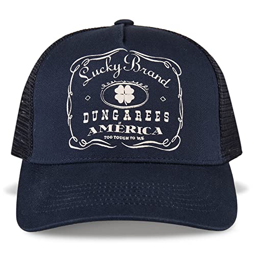Lucky Brand Trucker Hat | Snapback | Adjustable | Mesh Back | Retro | Baseball Cap | Golf | Fishing | American Heritage - color: Vintage Trucker - Navy