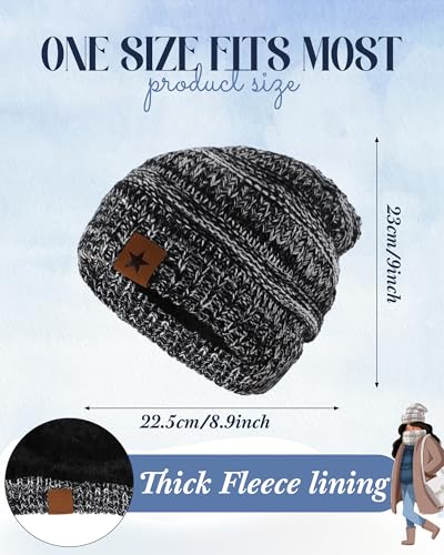 JaGely 8 Pieces Women Winter Hats and Gloves Set Women Warm Touchscreen Knitted Lined Gloves Winter Beanies - color: Mixed Black White