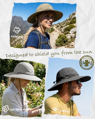 Camptrace Sun Hats for Women Men UV Protection Hiking Fishing Cap - color: Khaki