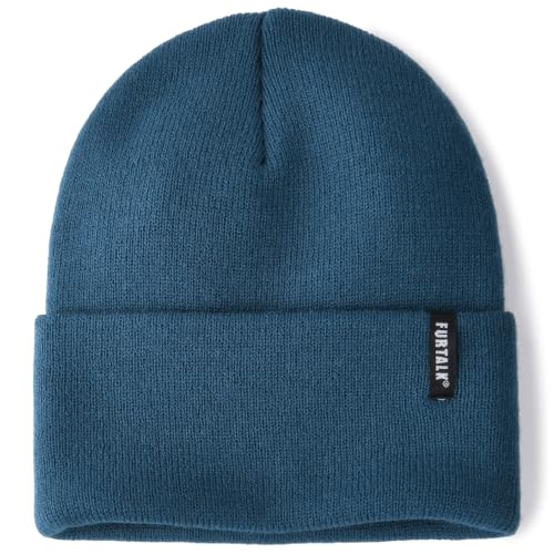 FURTALK Beanie Hat for Men Women Winter Hats for Women Men Soft Warm Unisex Cuffed Beanie Knitted Skull Cap - color: Dark Blue