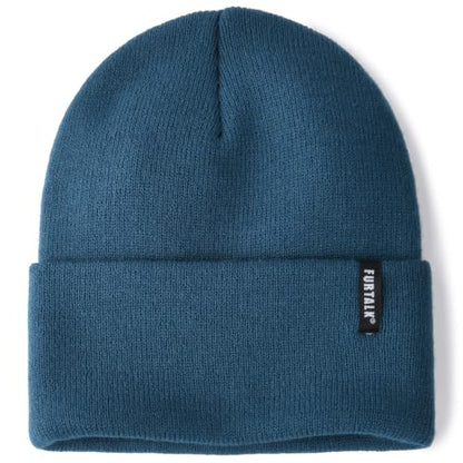 FURTALK Beanie Hat for Men Women Winter Hats for Women Men Soft Warm Unisex Cuffed Beanie Knitted Skull Cap - color: Dark Blue