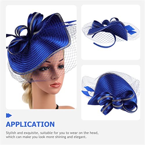 Beaupretty Fascinators Hat Headband - Fascinators Headpiece Fascinators Hat for Women Girls Veil Mesh Headband Tea Party Hat - color: Royal Blue