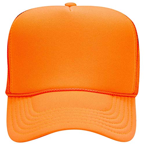 OTTO Wholesale 12 x Polyester Foam Front 5 Panel High Crown Mesh Back Trucker Hat - (12 Pcs) - color: N. Orange