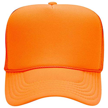 OTTO Wholesale 12 x Polyester Foam Front 5 Panel High Crown Mesh Back Trucker Hat - (12 Pcs) - color: N. Orange
