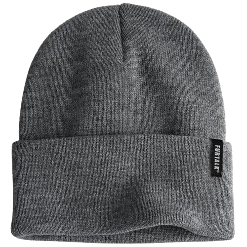 FURTALK Beanie Hat for Men Women Winter Hats for Women Men Soft Warm Unisex Cuffed Beanie Knitted Skull Cap - color: Ac-dark Mixed Black