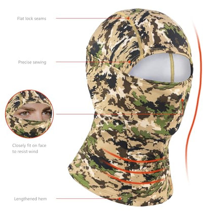 BASSDASH Winter Balaclava Fleece Ski Mask Ninja Hood Neck Warmer Fishing Hunting - color: Highland