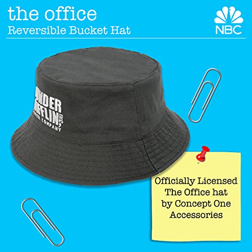 The Office Dunder Mifflin Bucket Hat, Packable Travel Hat, Wide Brim Summer Hat - color: Gray and Black, size: One Size