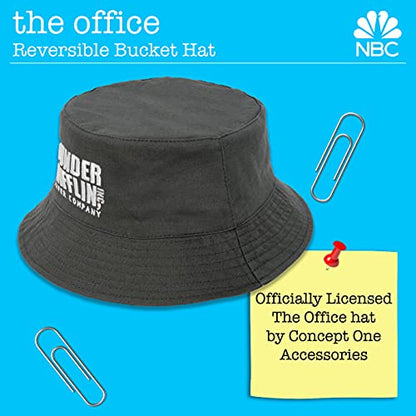 The Office Dunder Mifflin Bucket Hat, Packable Travel Hat, Wide Brim Summer Hat - color: Gray and Black, size: One Size