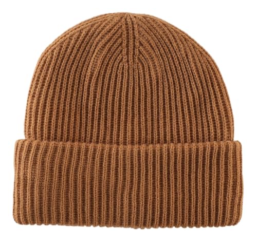 Home Prefer Rib Knit Beanie Hat for Men and Women Cuffed Beanie Winter Hat - color: Camel
