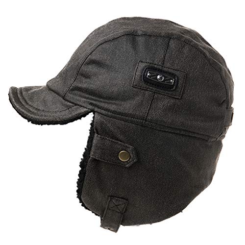 TOP-EX Oversize Waterproof XXL XXXL Mens Pilot Earflap Aviator Winter Faux Leather Hat Hunting Trapper Outdoors - color: Black, size: 3X-Large