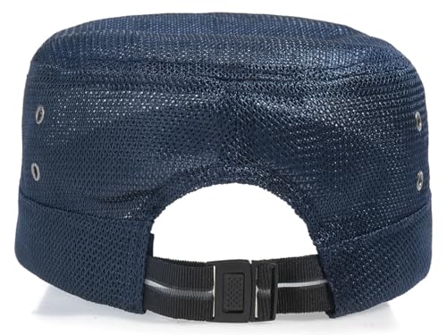 Initlove Cadet Army Cap for Men Women Military Hat Mesh Flat Top Hats for Summer - color: Navy